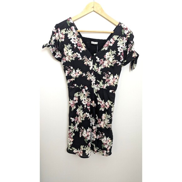 Abercrombie & Fitch Dark Floral Babydoll Coquette Mini Dress Pockets Smocked XSP - Picture 1 of 16